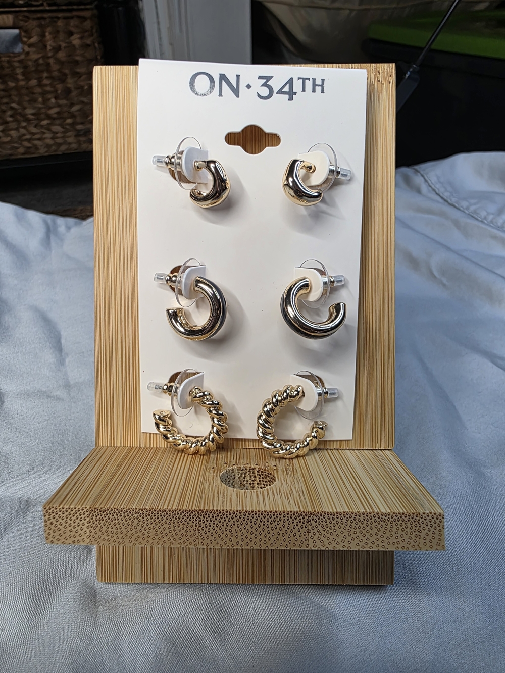 ON 34TH Gold Hoop Earring Set - 3 Pairs NWT